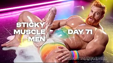 Sticky Muscle Men Day 71 Preview, AI-Generated Muscle Guys, Big Dicks, Big Cum Loads
