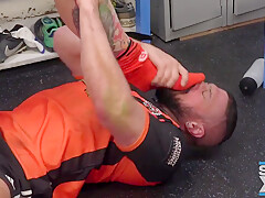 Muscle boys socks feet licking
